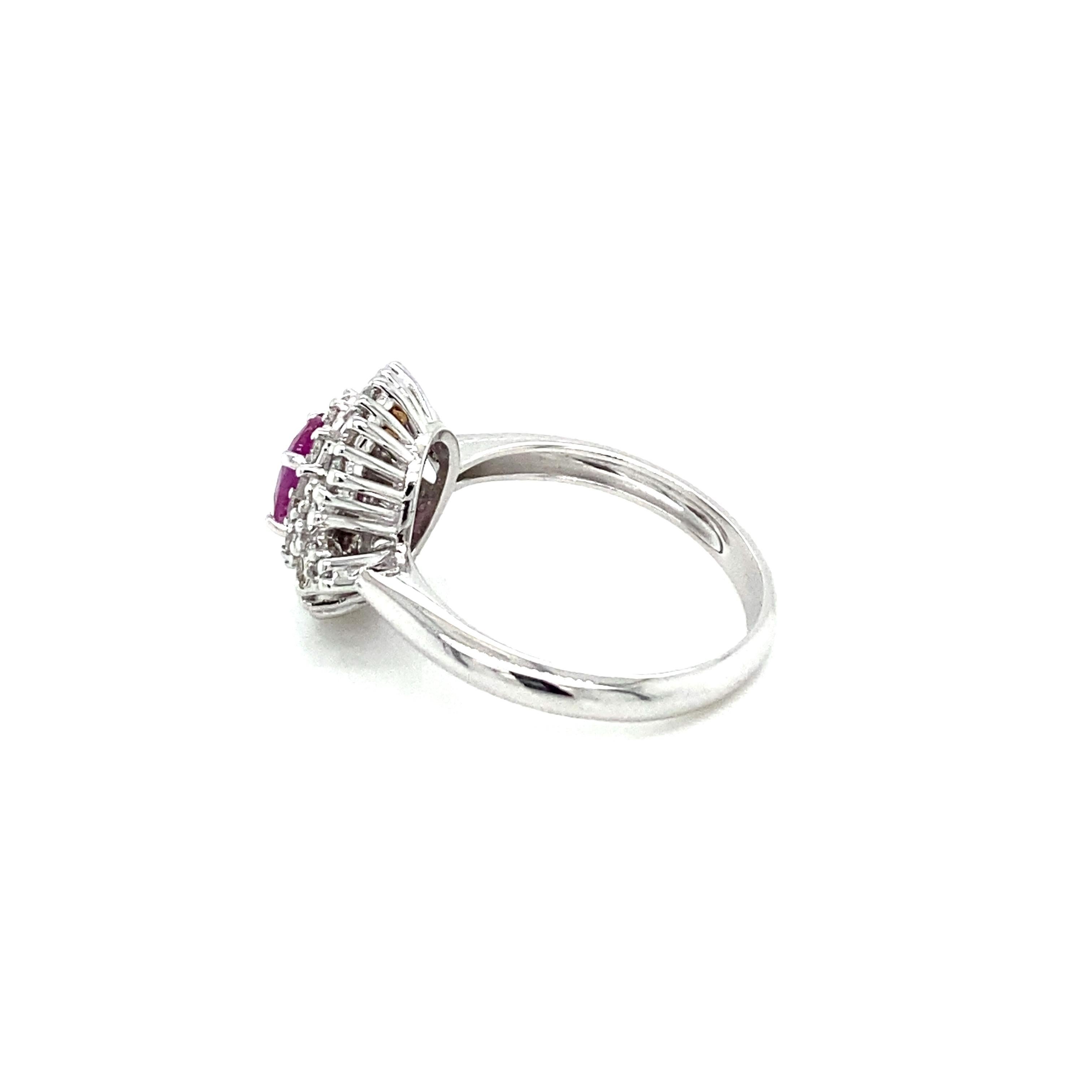 Women's Estate Italian Ruby Diamond Engagement Ring For Sale