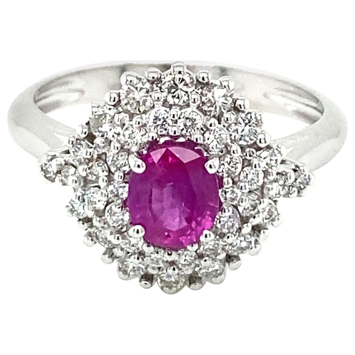 Estate Italian Ruby Diamond Engagement Ring