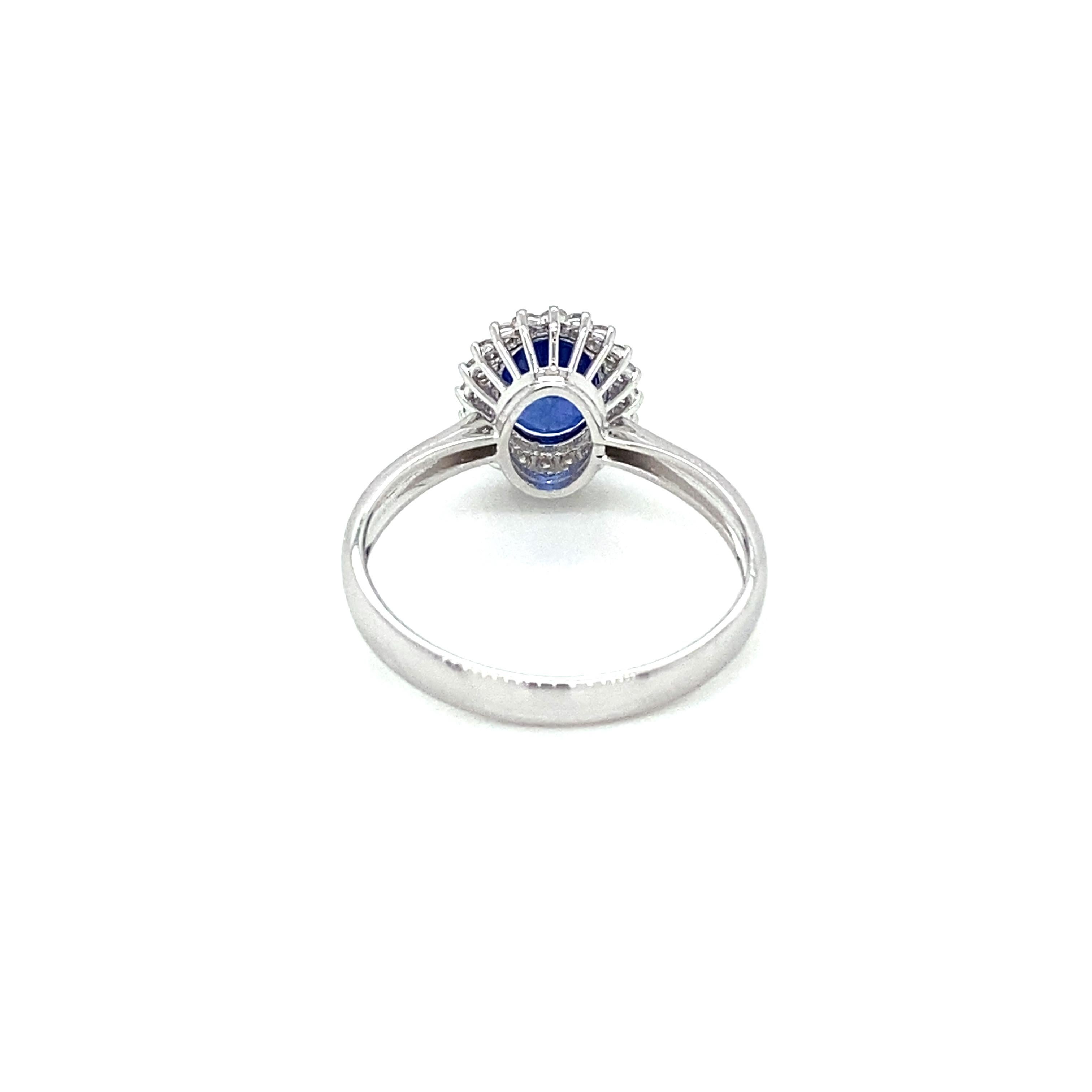 Mixed Cut Estate Italian Sapphire Diamond Engagement Ring For Sale