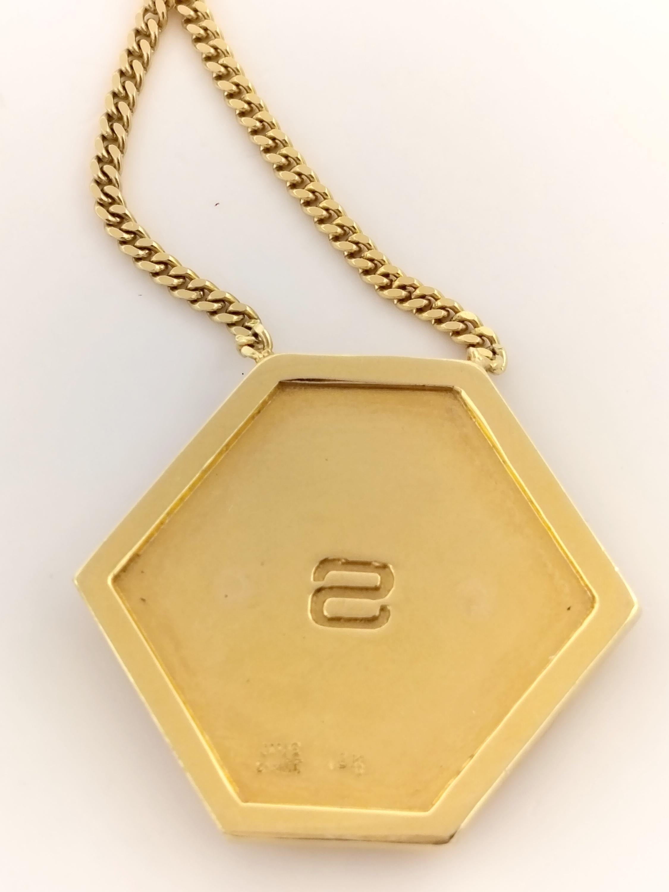 Estate Janis Savitt White Diamond Pendant Necklace in 18K Yellow Gold For Sale 2