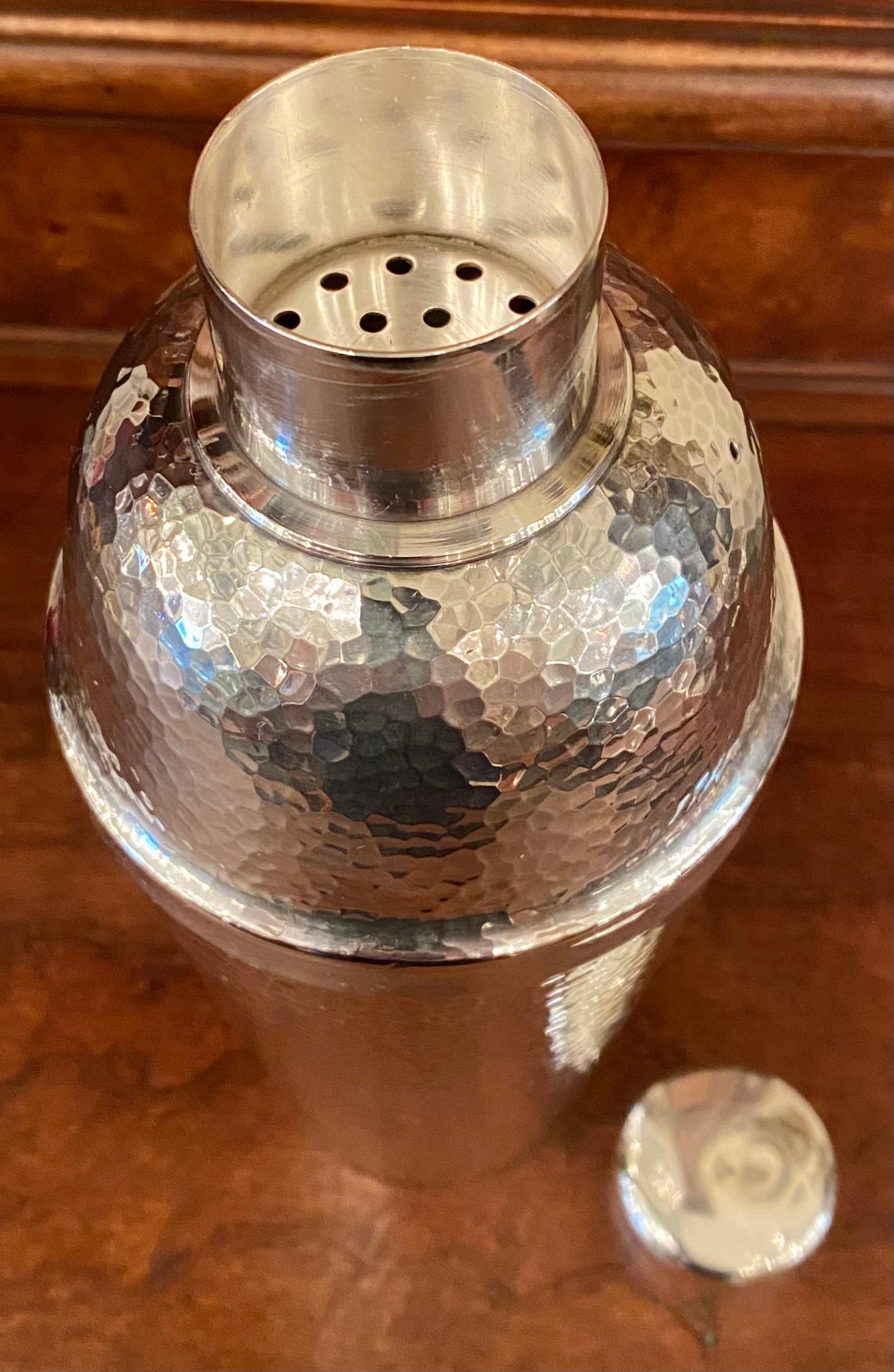 Rare and wonderful Estate Japanese Hammered solid sterling silver (.990) Cocktail Shaker Hall-Marked, 