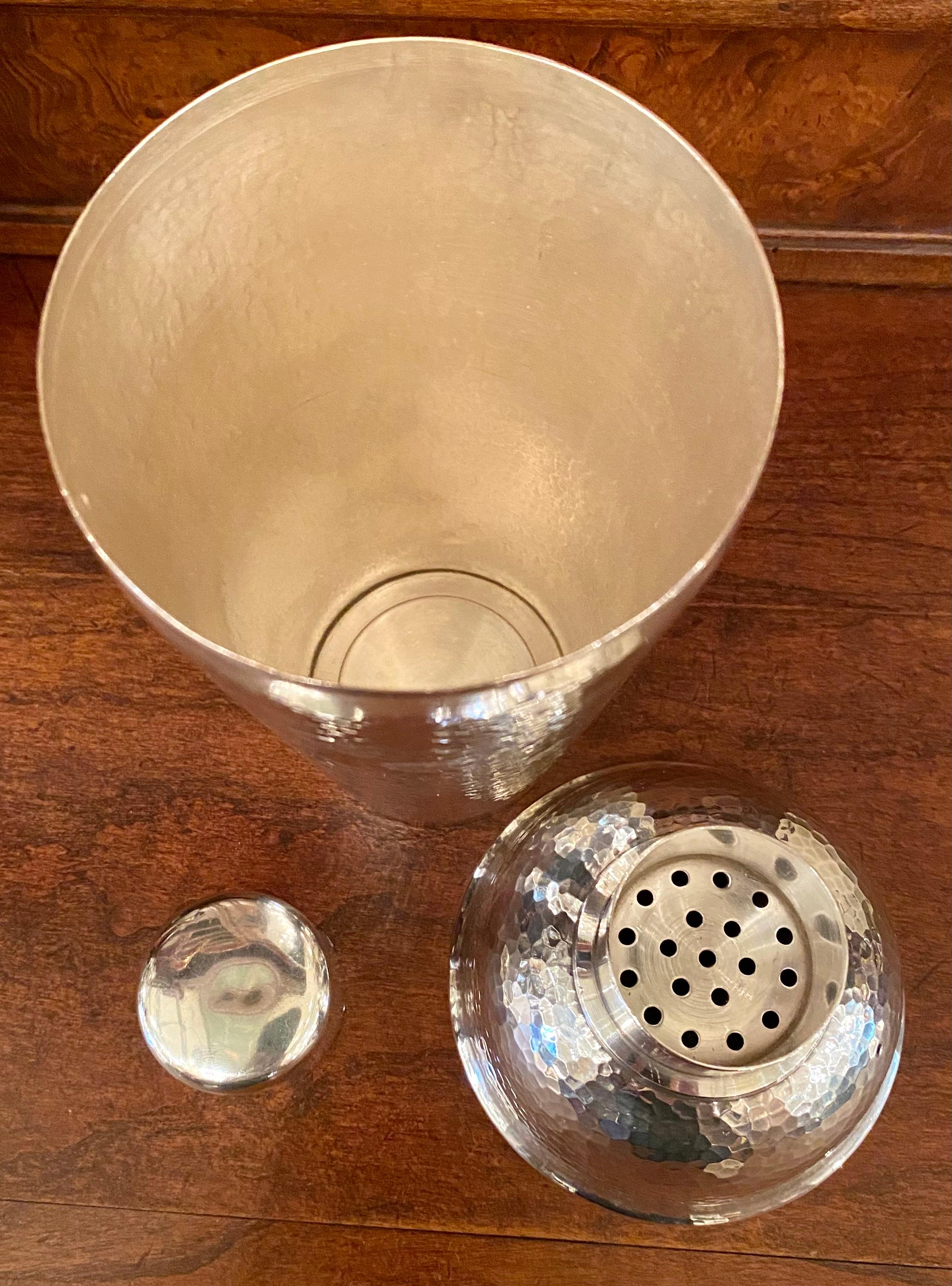 20th Century Estate Japanese Hammered Solid Silver Hall-Marked Cocktail Shaker, Circa 1945-51
