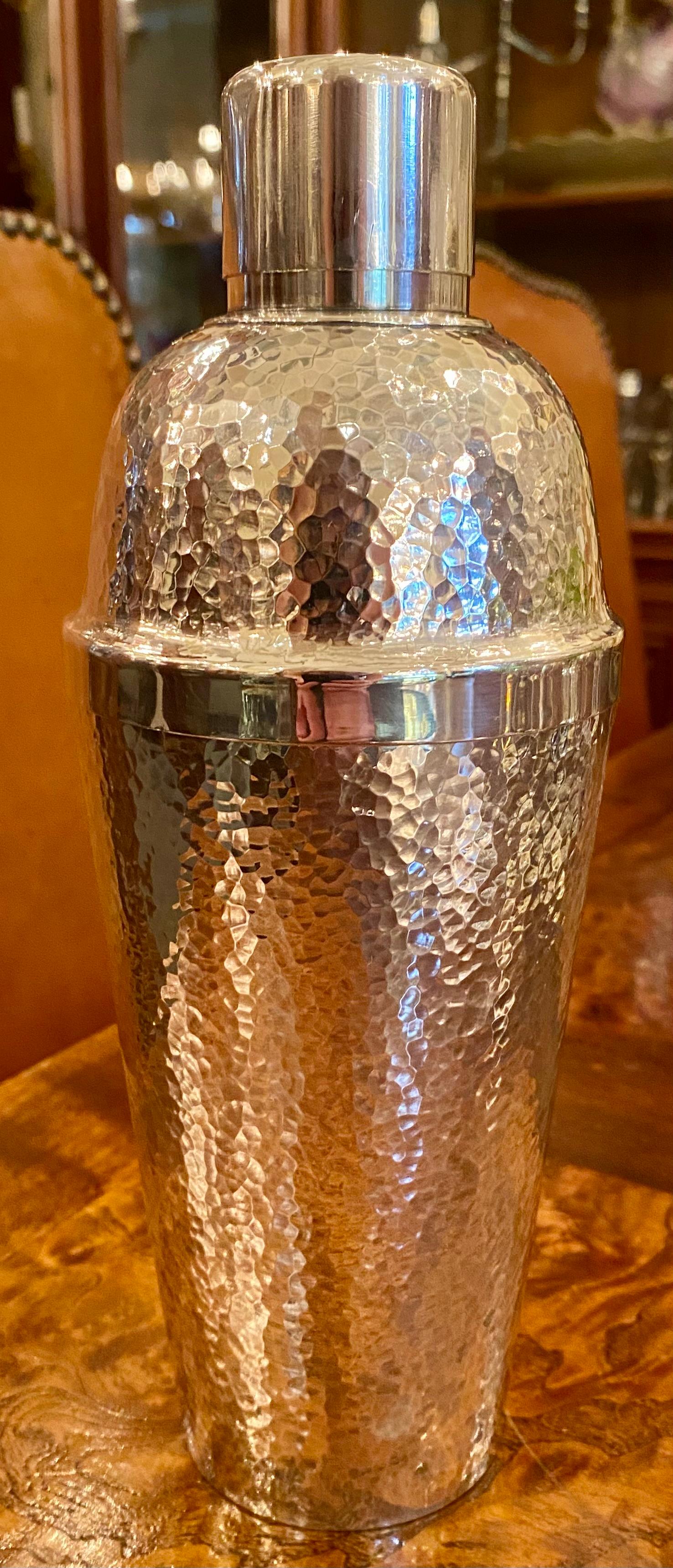 Estate Japanese Hammered Solid Silver Hall-Marked Cocktail Shaker, Circa 1945-51 2