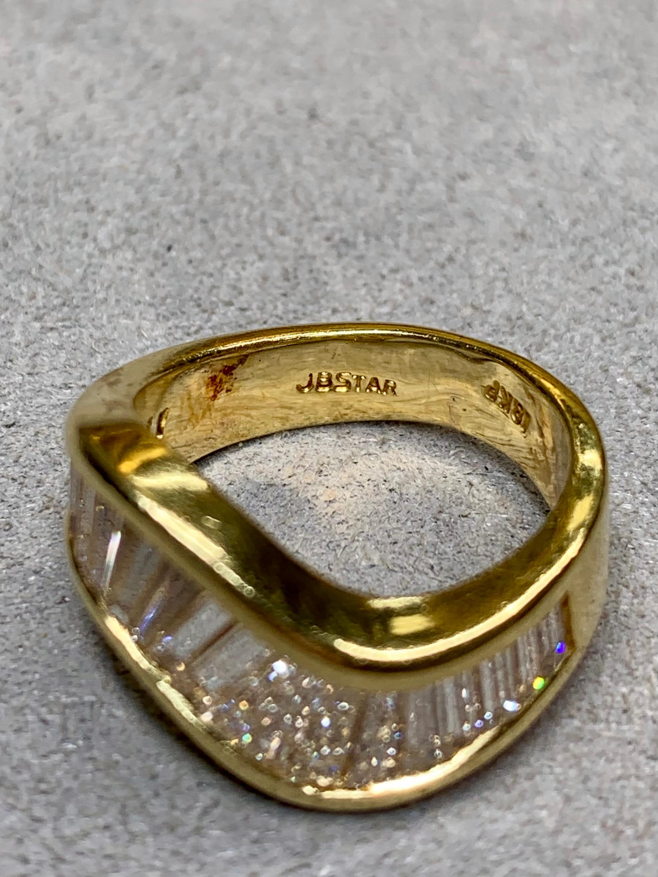 Baguette Cut Estate JB Star Large Baguette Diamond Wave Cocktail Band Ring 2.70ctw Sz 5.5 For Sale