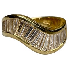 Estate JB Star Large Baguette Diamond Wave Cocktail Band Ring 2.70ctw Sz 5.5