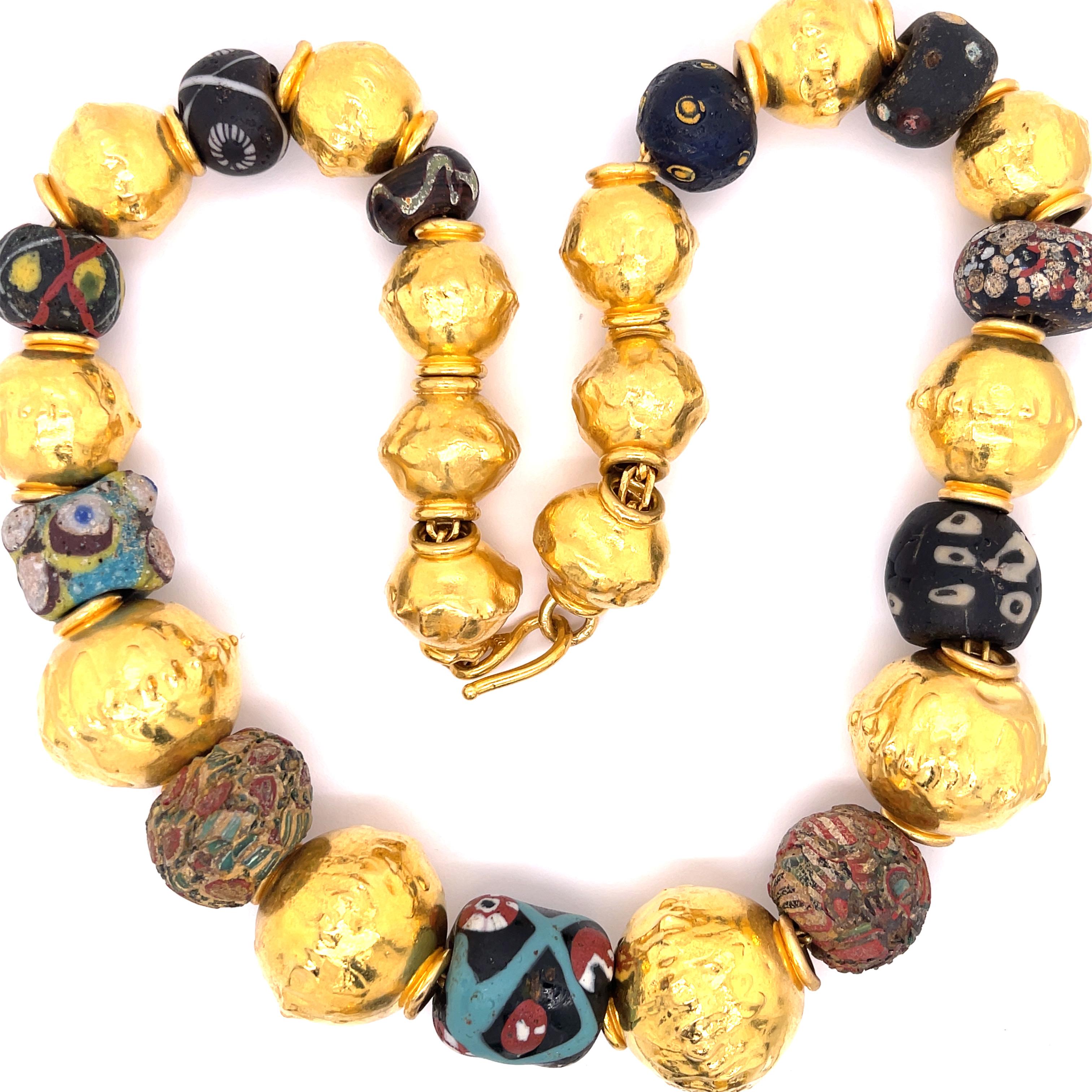 Nachlass Jean Mahie „Beaute Antique“ Perlenkette aus Gelbgold Damen im Angebot