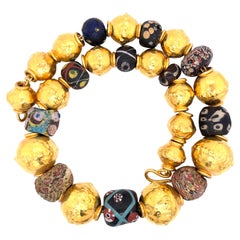 Estate Jean Mahie "Beaute Vintage" Bead Necklace Yellow Gold