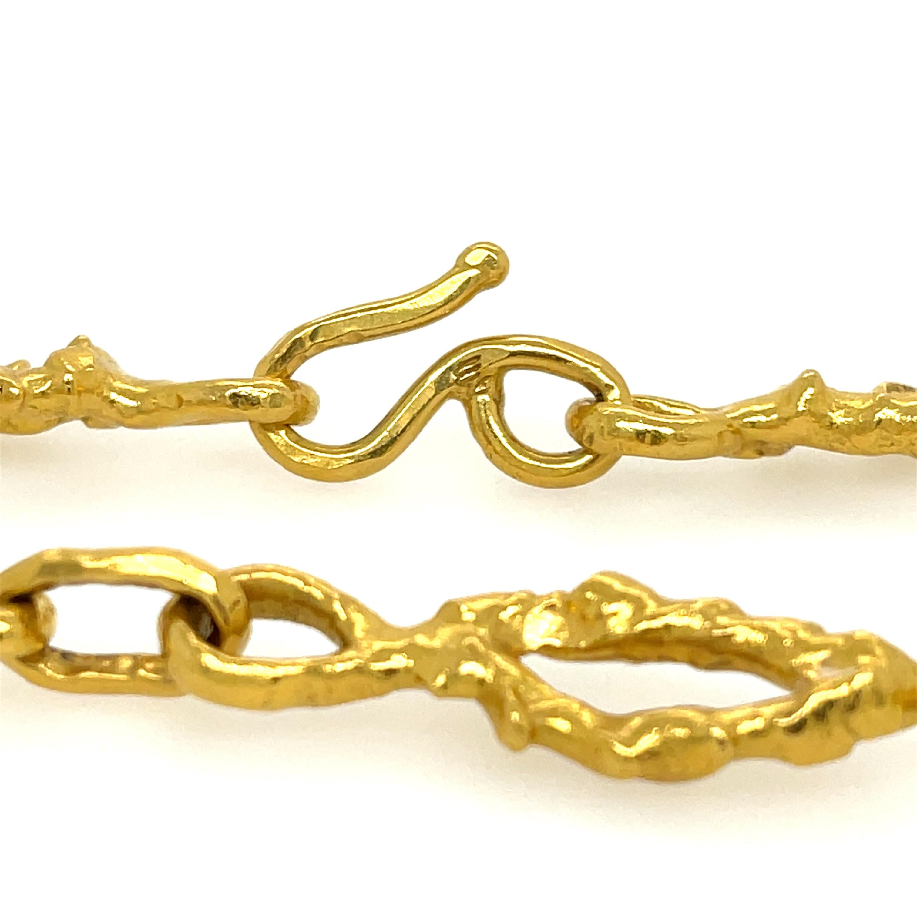 Estate Jean Mahie Freeform Link Necklace in 22K Yellow Gold.
 33