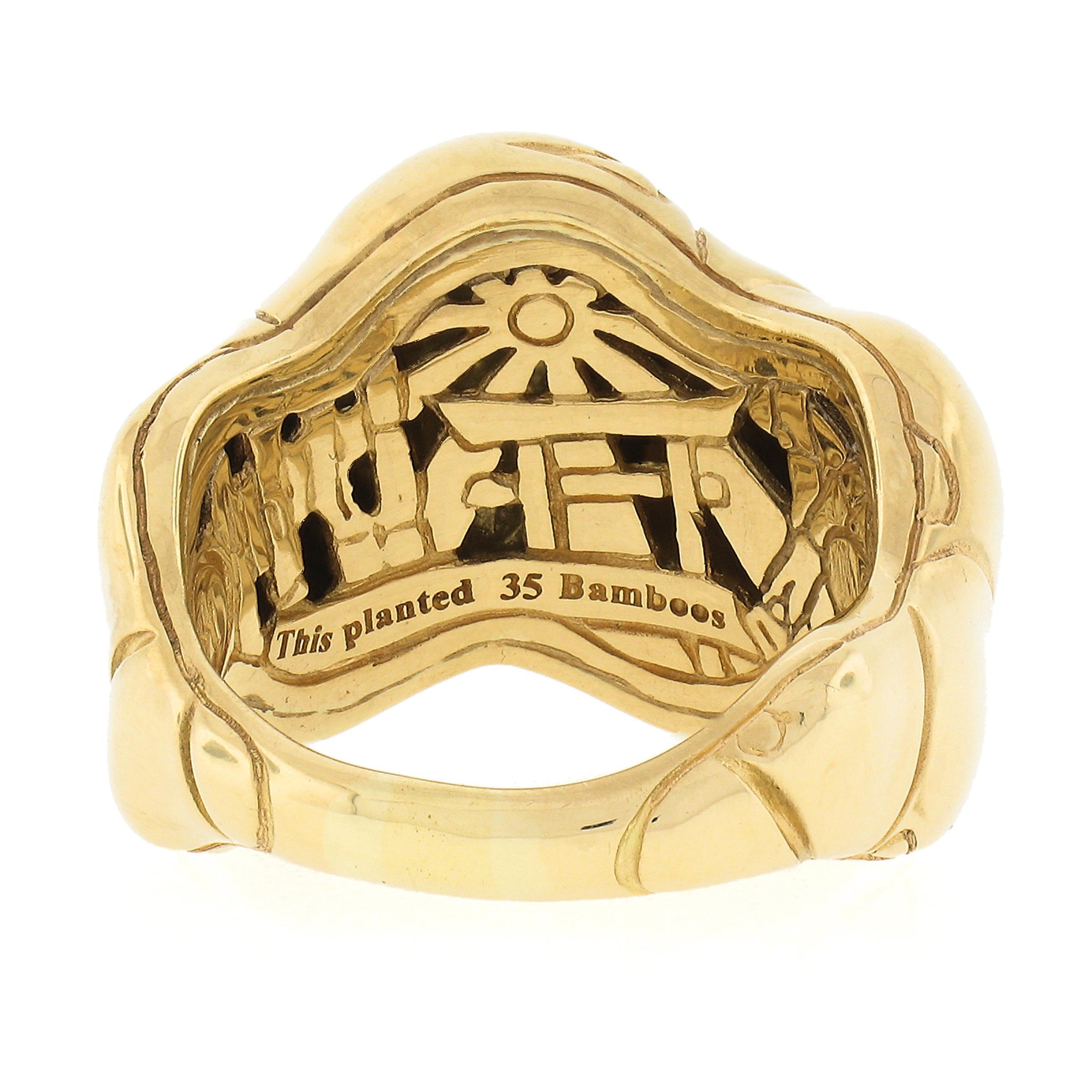 Estate John Hardy 18k Yellow Gold Bamboo Collection Wide Polished Band Ring For Sale 1