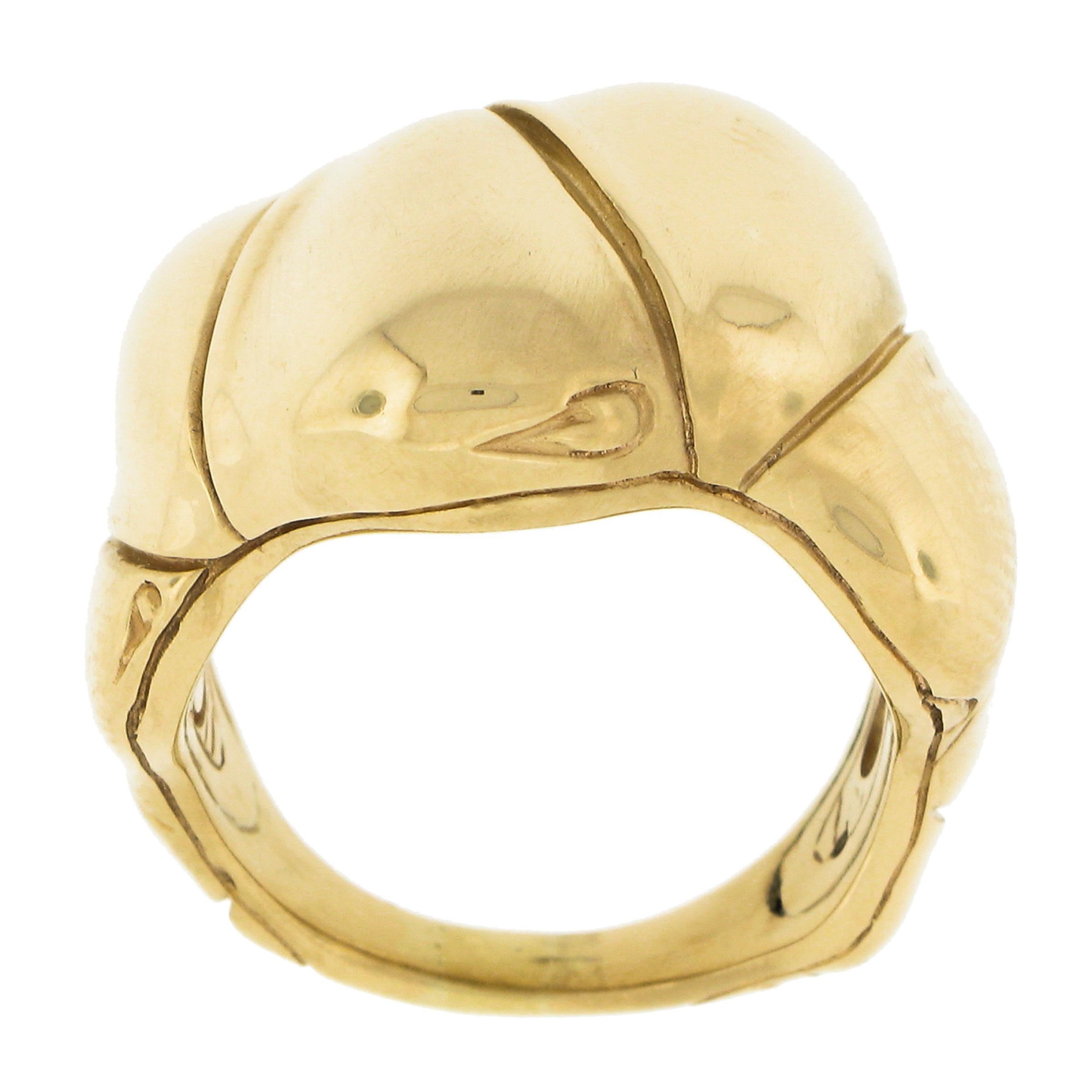 Estate John Hardy 18k Yellow Gold Bamboo Collection Wide Polished Band Ring For Sale 2