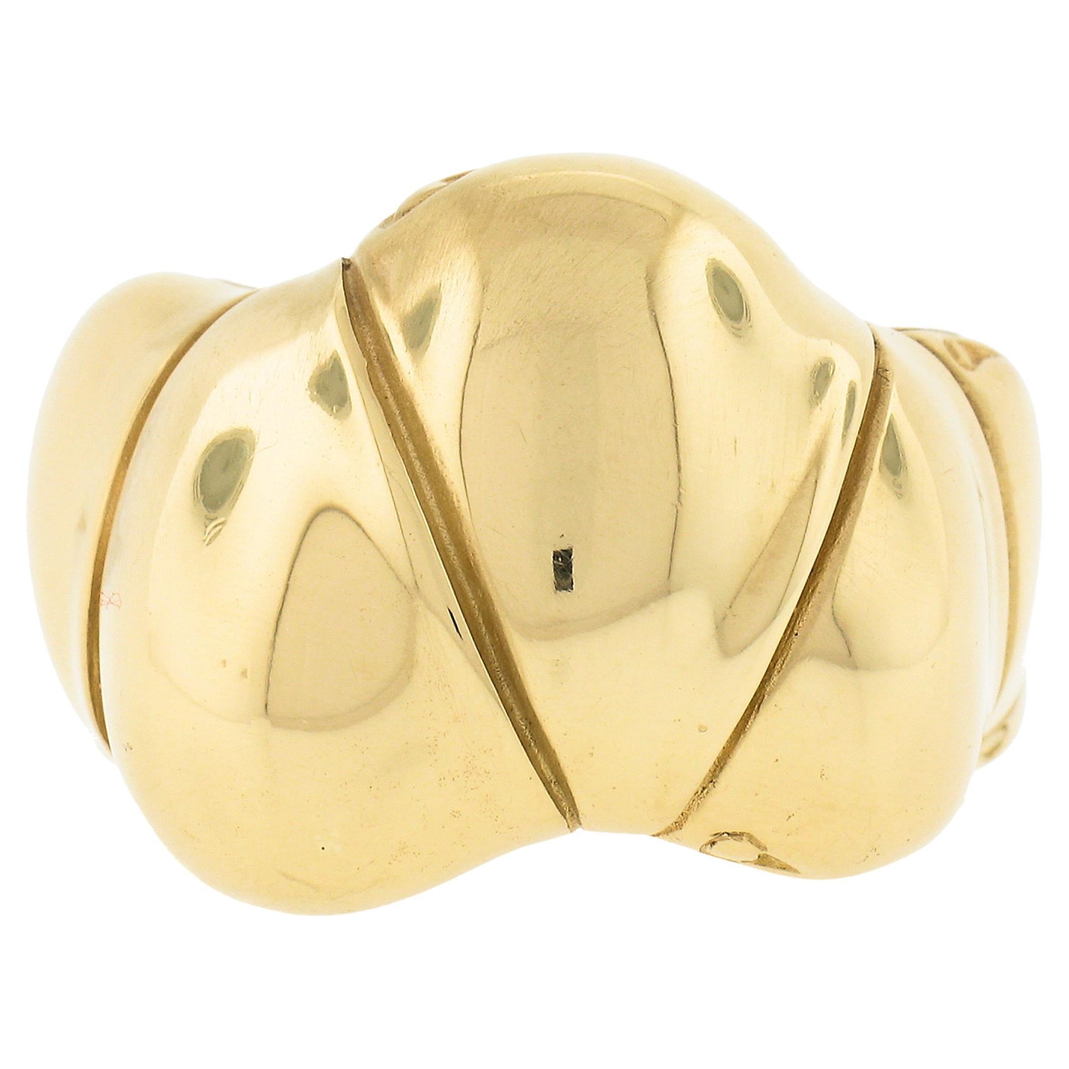 Estate John Hardy 18k Yellow Gold Bamboo Collection Wide Polished Band Ring For Sale