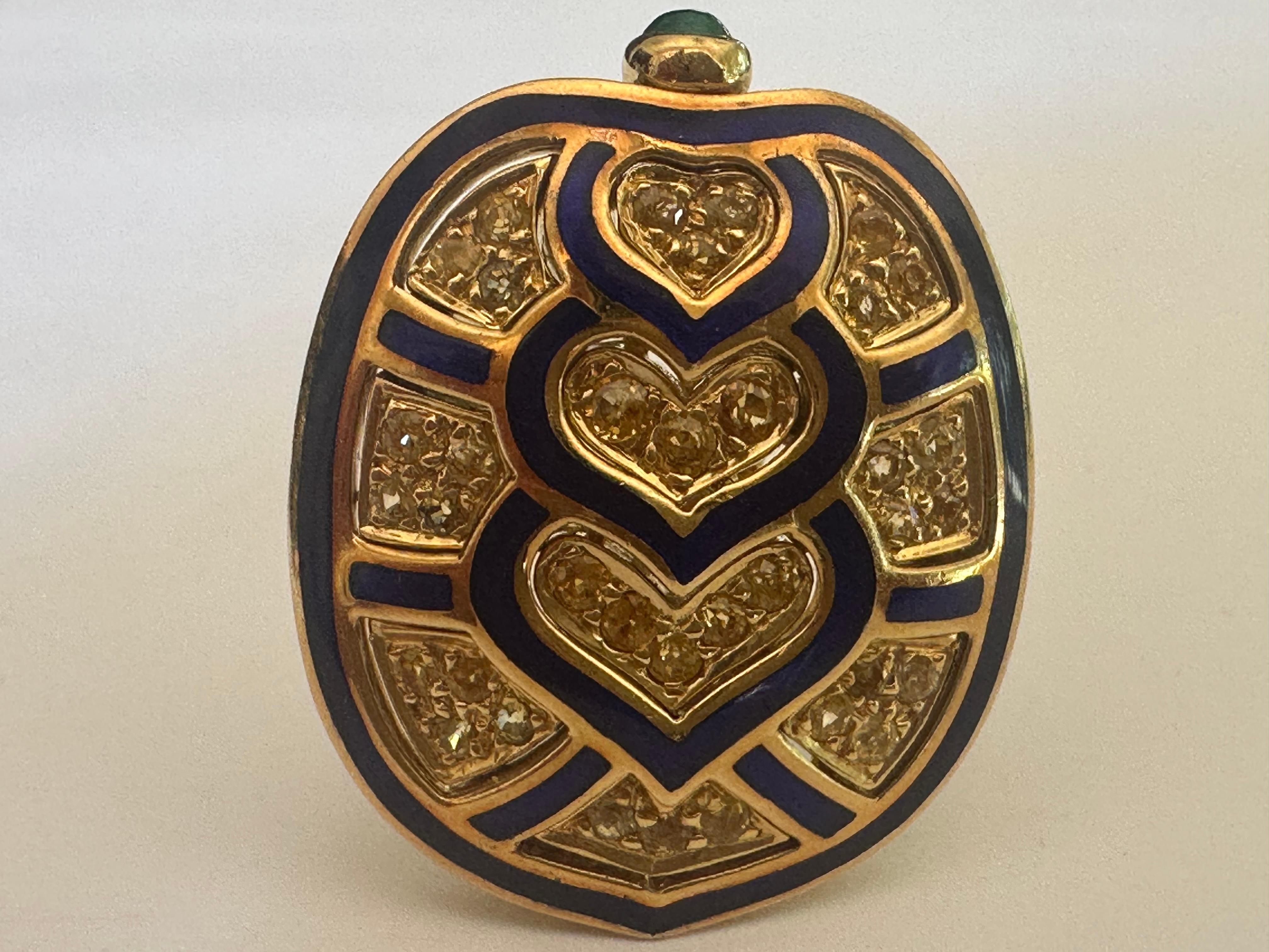 Boucles d'oreilles tortue en saphir jaune du domaine Judith Lieber Bon état - En vente à Denver, CO