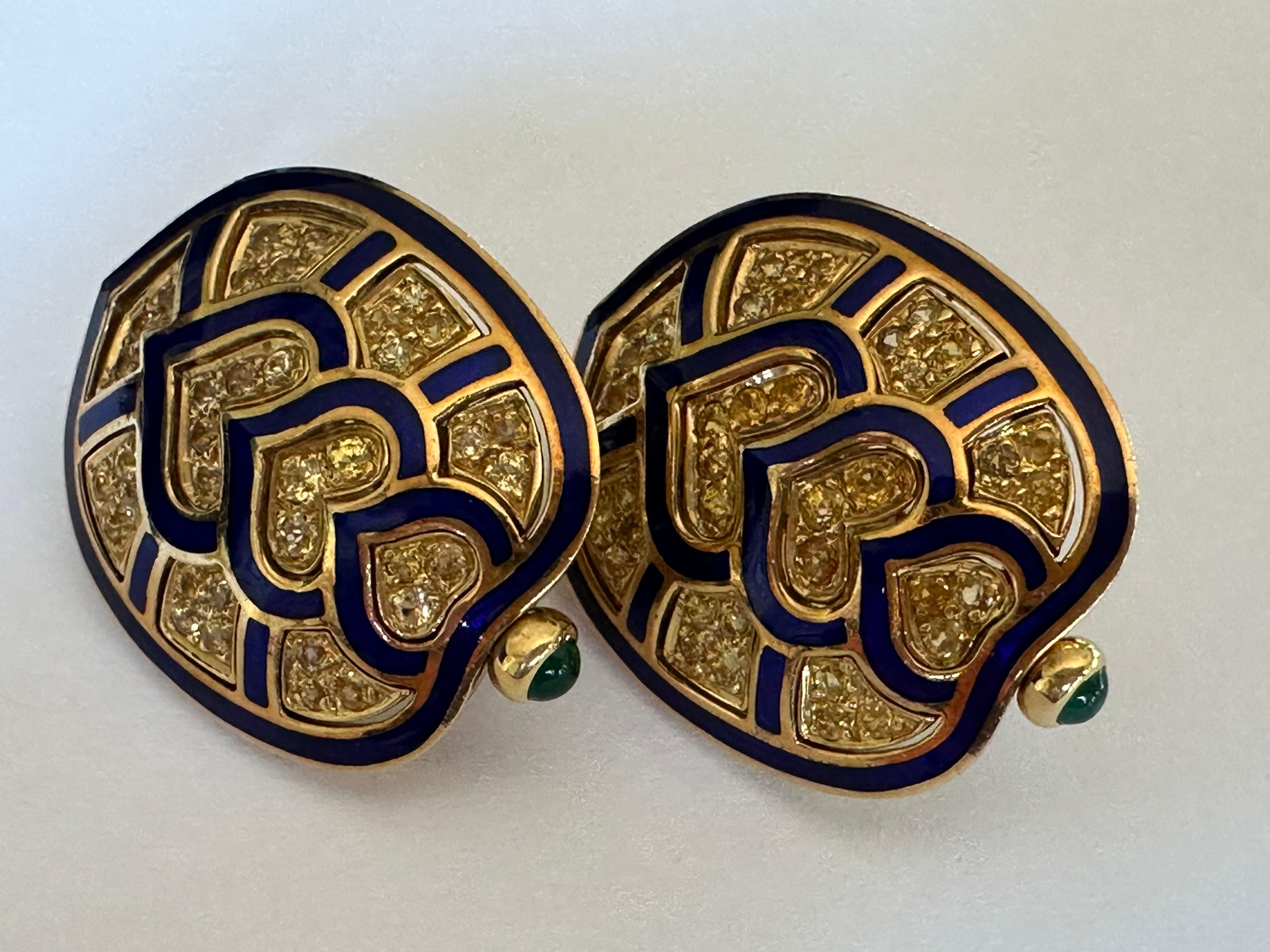 Boucles d'oreilles tortue en saphir jaune du domaine Judith Lieber en vente 4