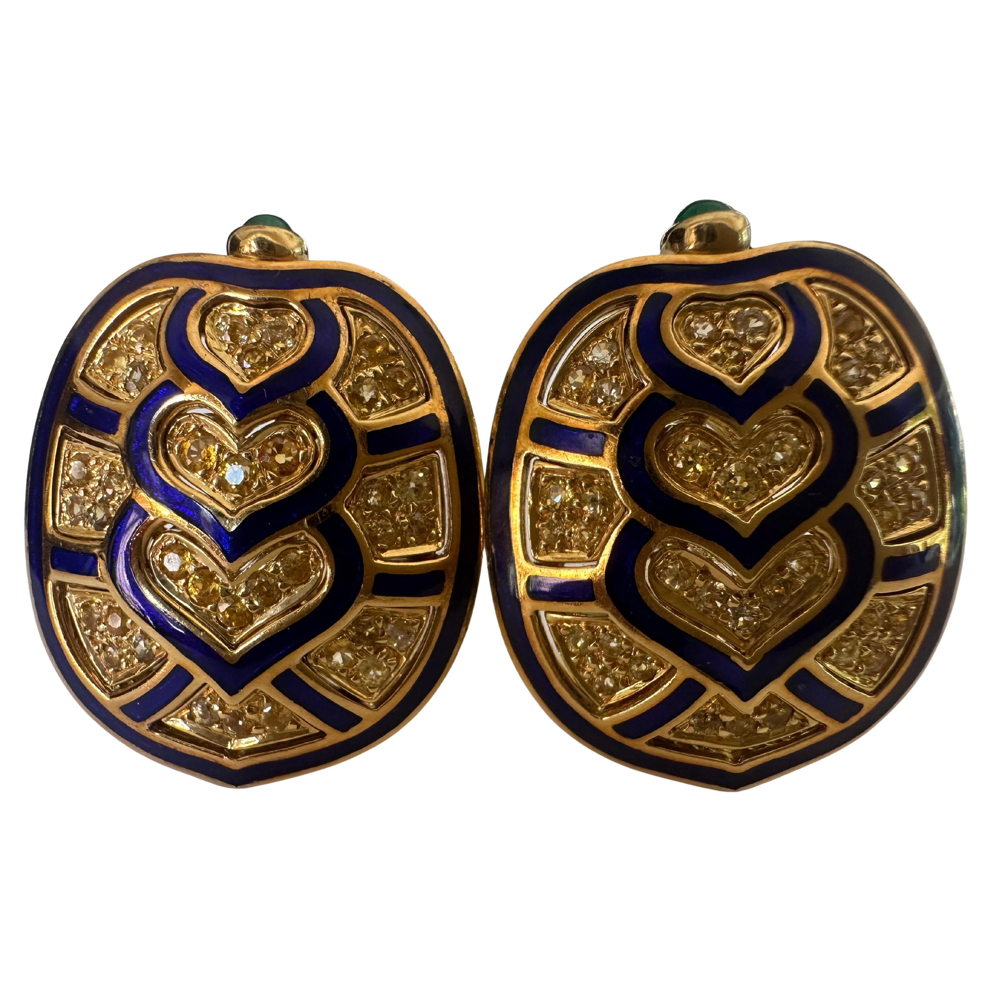 Boucles d'oreilles tortue en saphir jaune du domaine Judith Lieber en vente