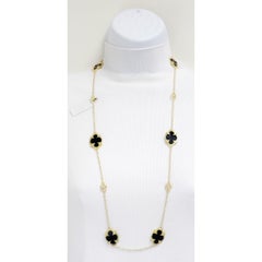 Estate Judith Ripka Onyx, Diamond, and 18k Yellow Gold Necklace and Earrings