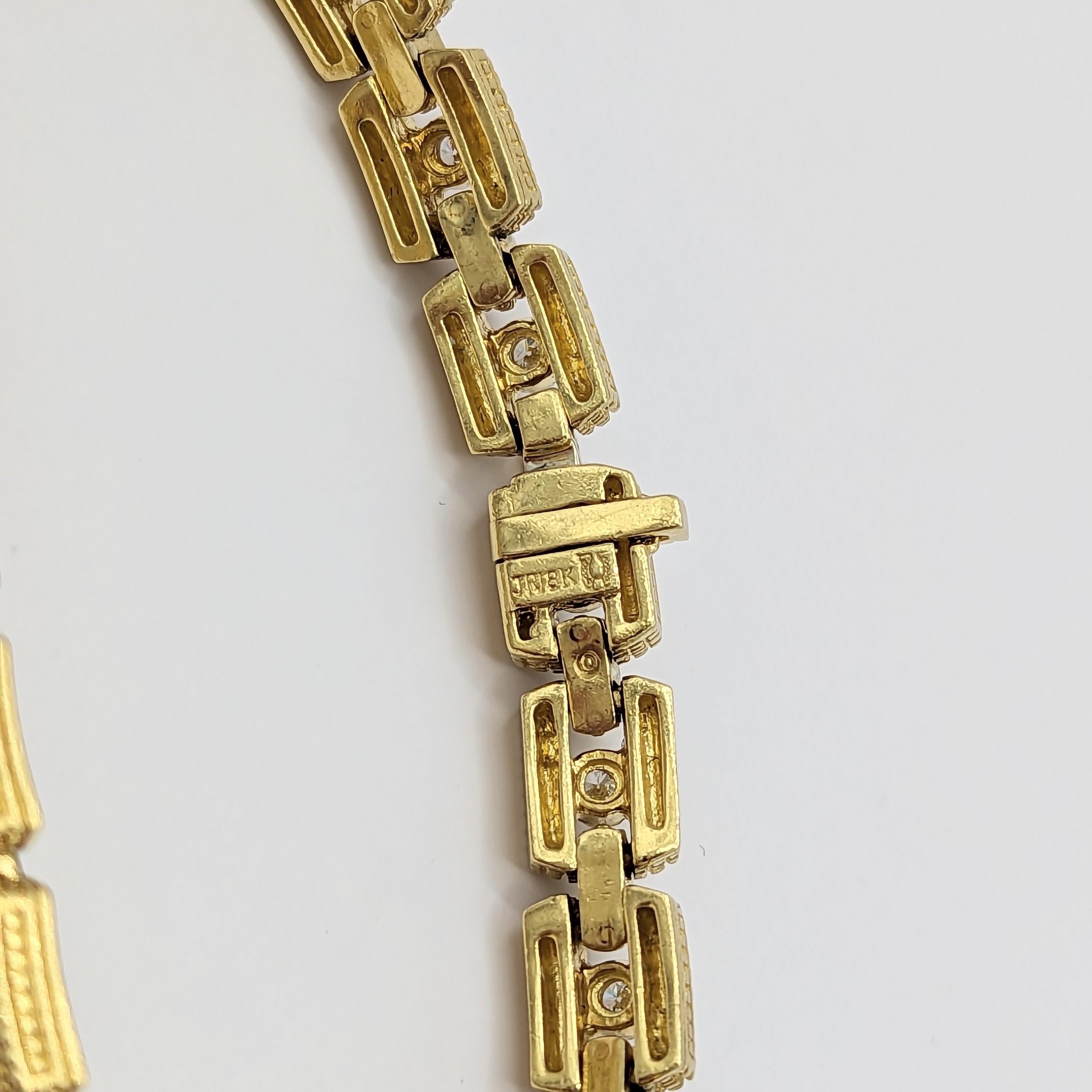 Estate Judith Ripka White Diamond and Gold Bracelet In New Condition For Sale In Los Angeles, CA