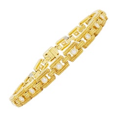 Estate Judith Ripka White Diamond and Gold Bracelet