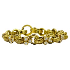 Estate Judith Ripka White Diamond Bracelet in 18K Yellow Gold