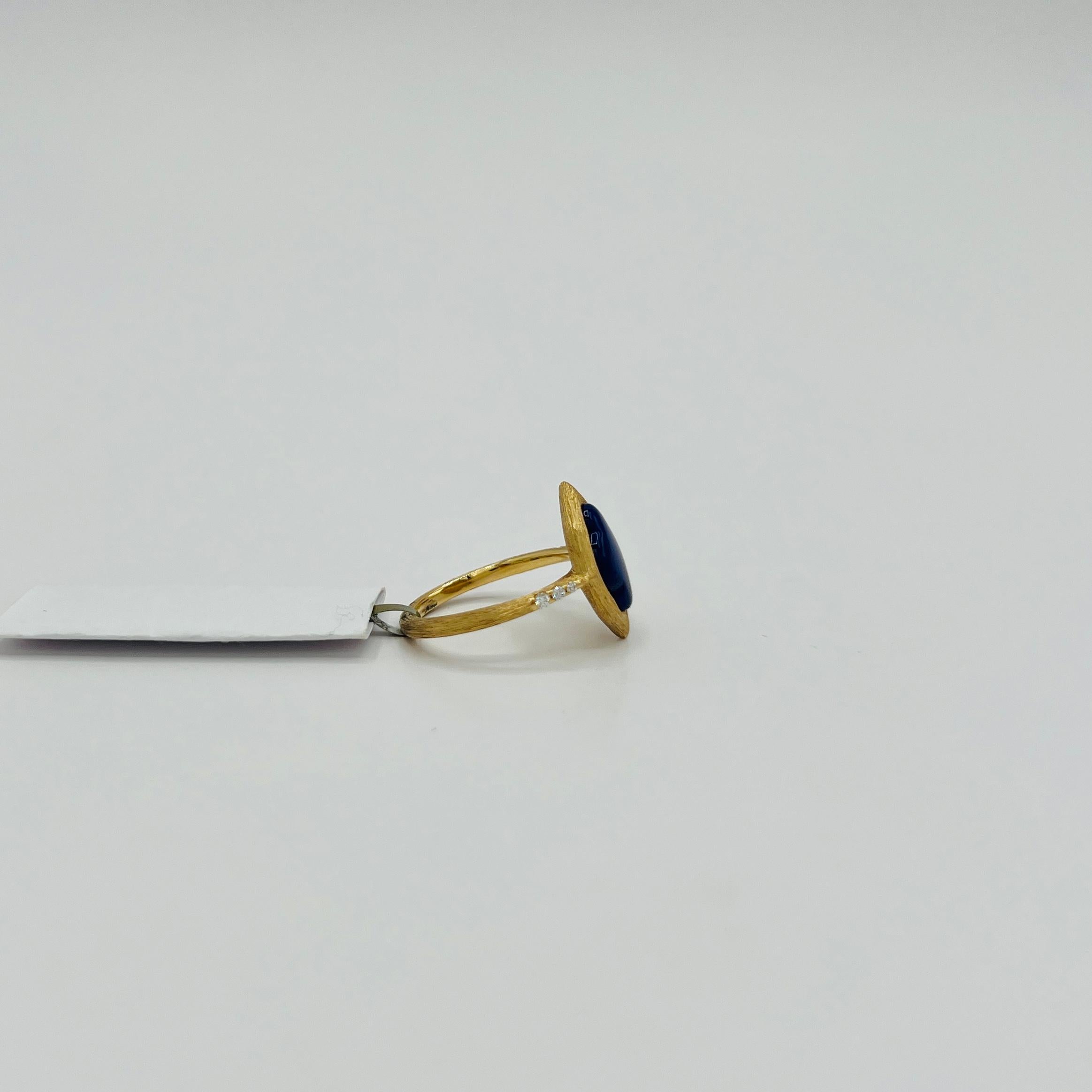 Estate Kabana Lapis Lazuli Fancy Shape and Diamond Ring in 14K Yellow Gold For Sale 3