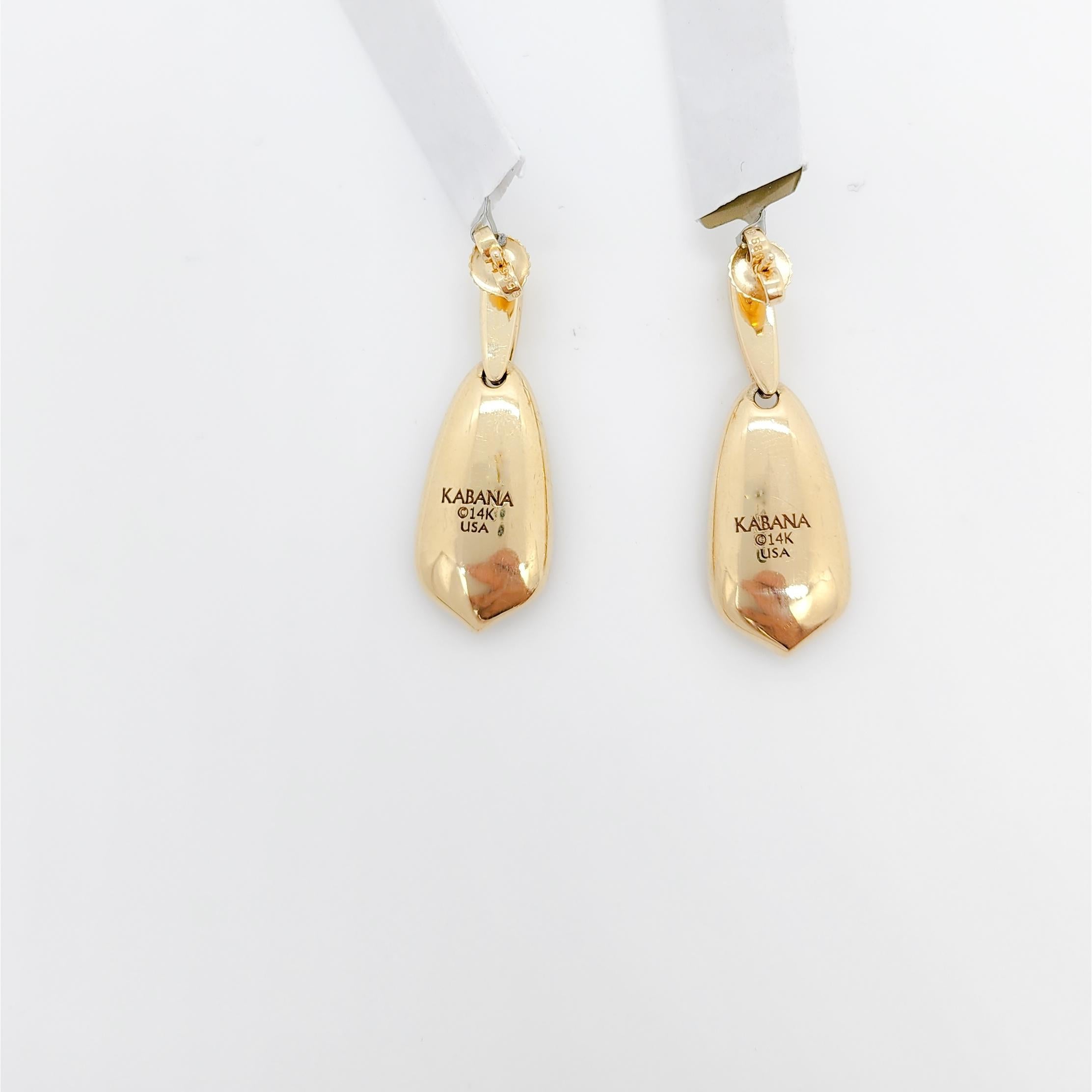Women's or Men's Estate Kabana Onyx and Diamond Dangle Earrings in 14k Yellow Gold For Sale