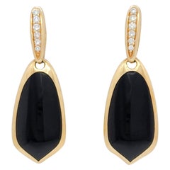 Ohrringe aus 14 Karat Gelbgold mit Kabana-Onyx und Diamanten