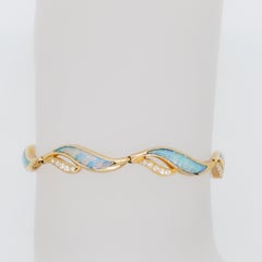 Estate Kabana Opal and Diamond Bracelet in 14k Yellow Gold