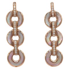 Vintage Estate Kabana Pink Mother of Pearl Dangle Earrings in 14K Rose Gold