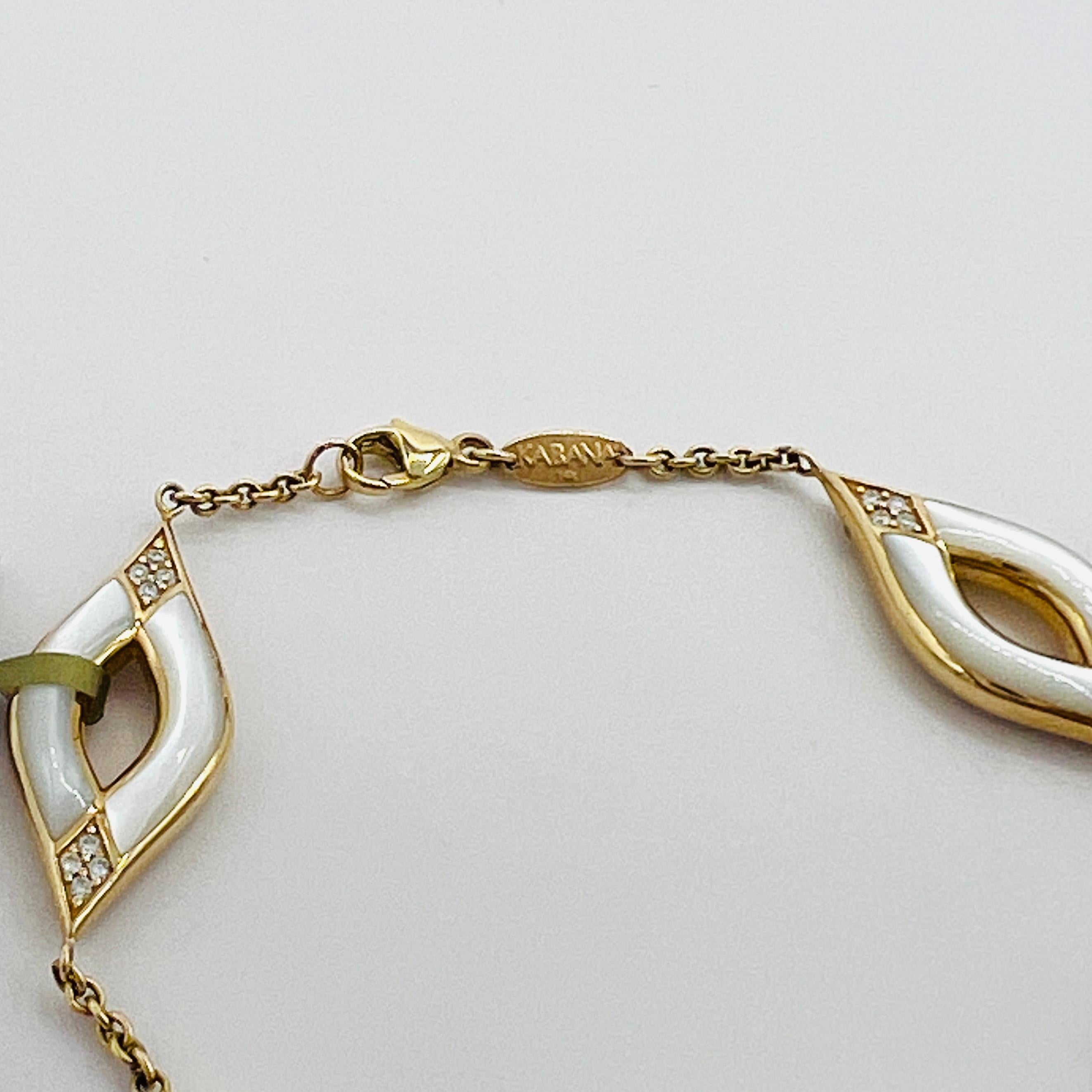 Pulsera Estate Kabana de madreperla blanca y diamantes en oro amarillo de 14k en venta 5