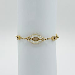 Estate Kabana White Mother of Pearl and Diamond Bracelet in 14k Yellow Gold