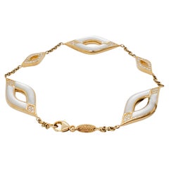 Bracciale Estate Kabana Madreperla Bianca e Diamanti in Oro Giallo 14k