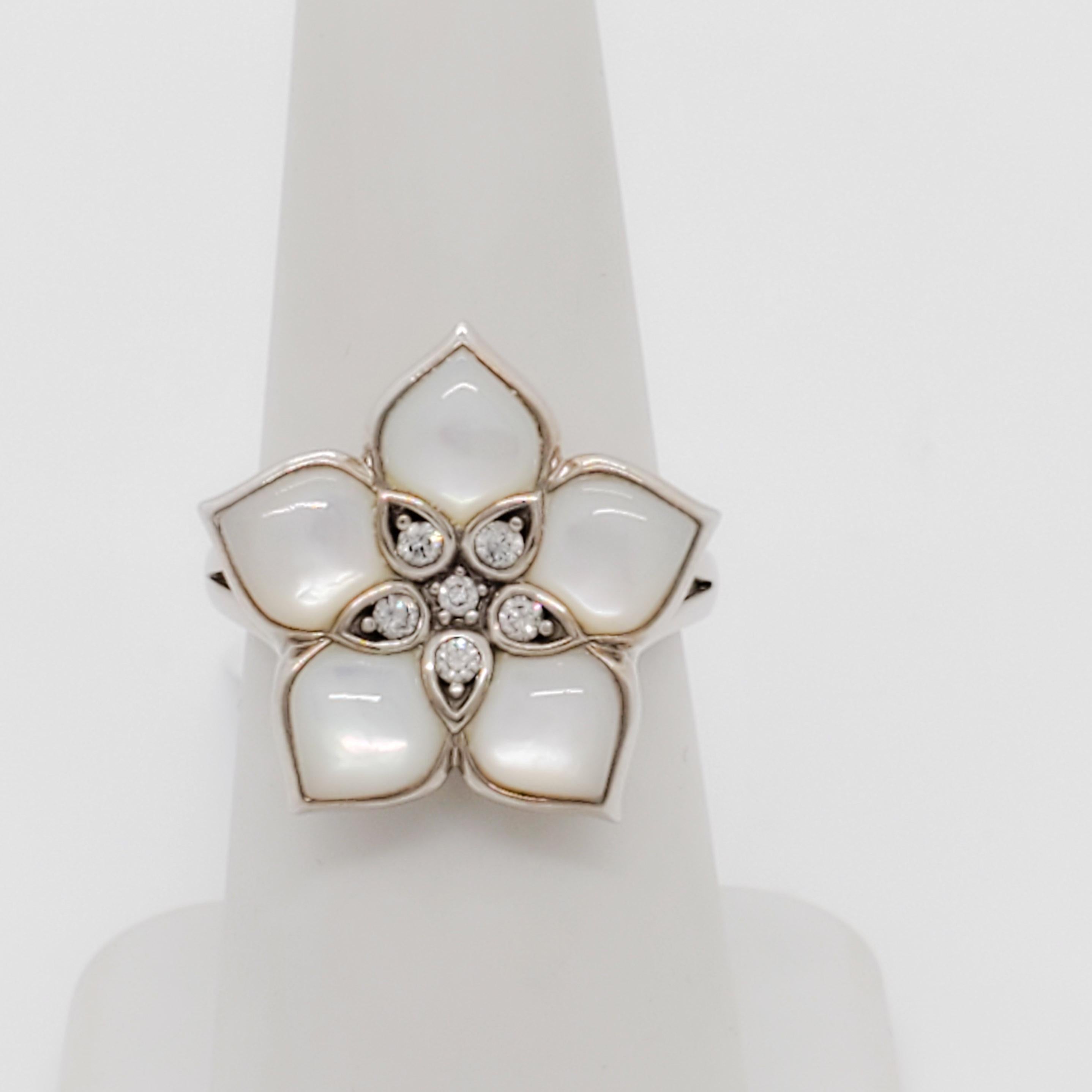 mother of pearl flower ring
