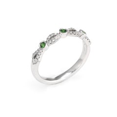 Estate Kirk Kara Diamond Tsavorite Garnet Ring Platinum Wedding Band