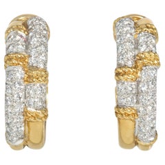 Estate Kutchinsky, London Gold and Diamond Double Hoop Clip Earrings