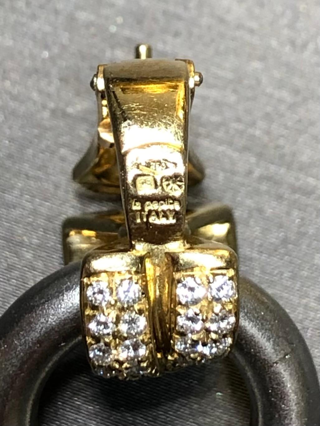 Estate LA PEPITA Diamant 18K Gelb- & Graugold X O Bold Italienische Tropfenohrringe für Damen oder Herren im Angebot