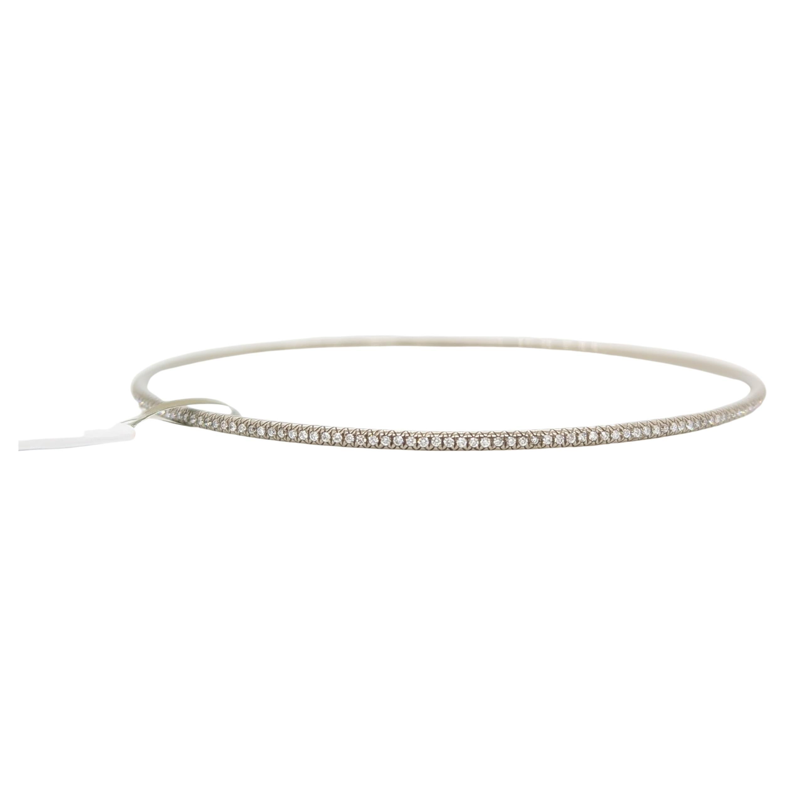 Estate La Reina White Diamond Bangle in Platinum