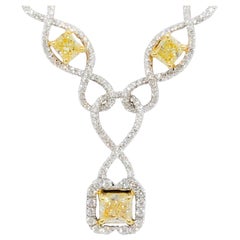 Estate La Reina Yellow and White Diamond Necklace in 18 Karat Gold