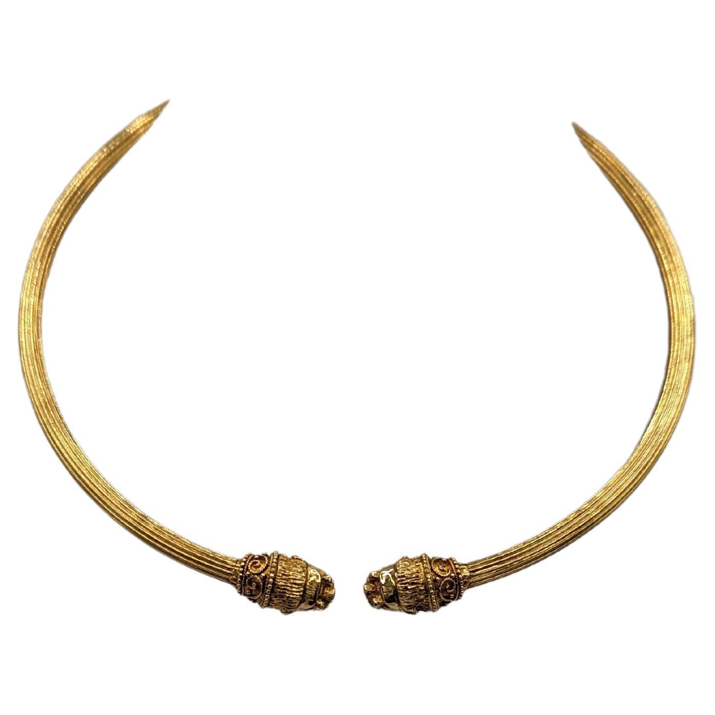 Lalaounis Textured Gold Choker Necklace at 1stDibs