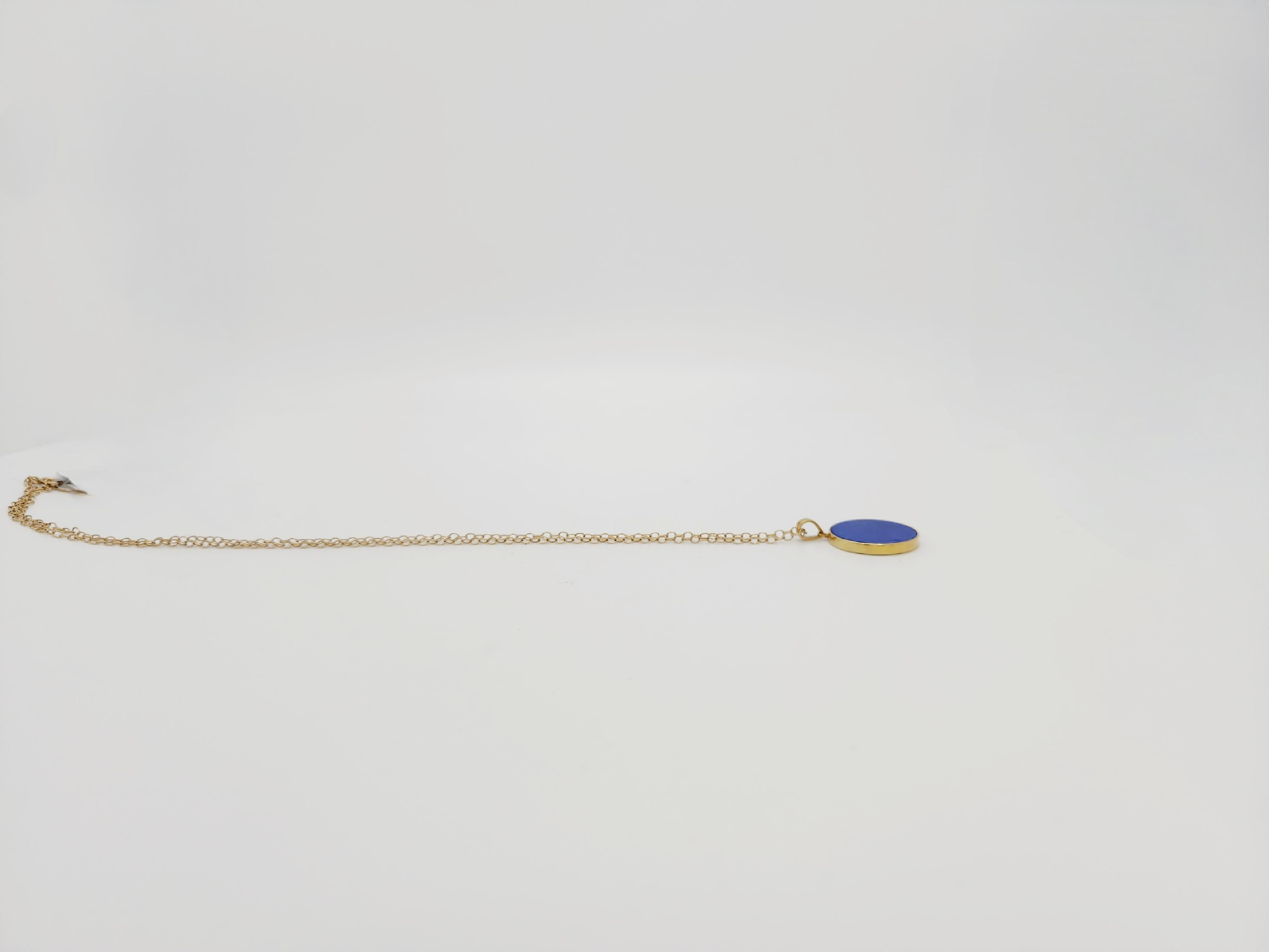  Lapis Lazuli Necklace in 14k Yellow Gold For Sale 1
