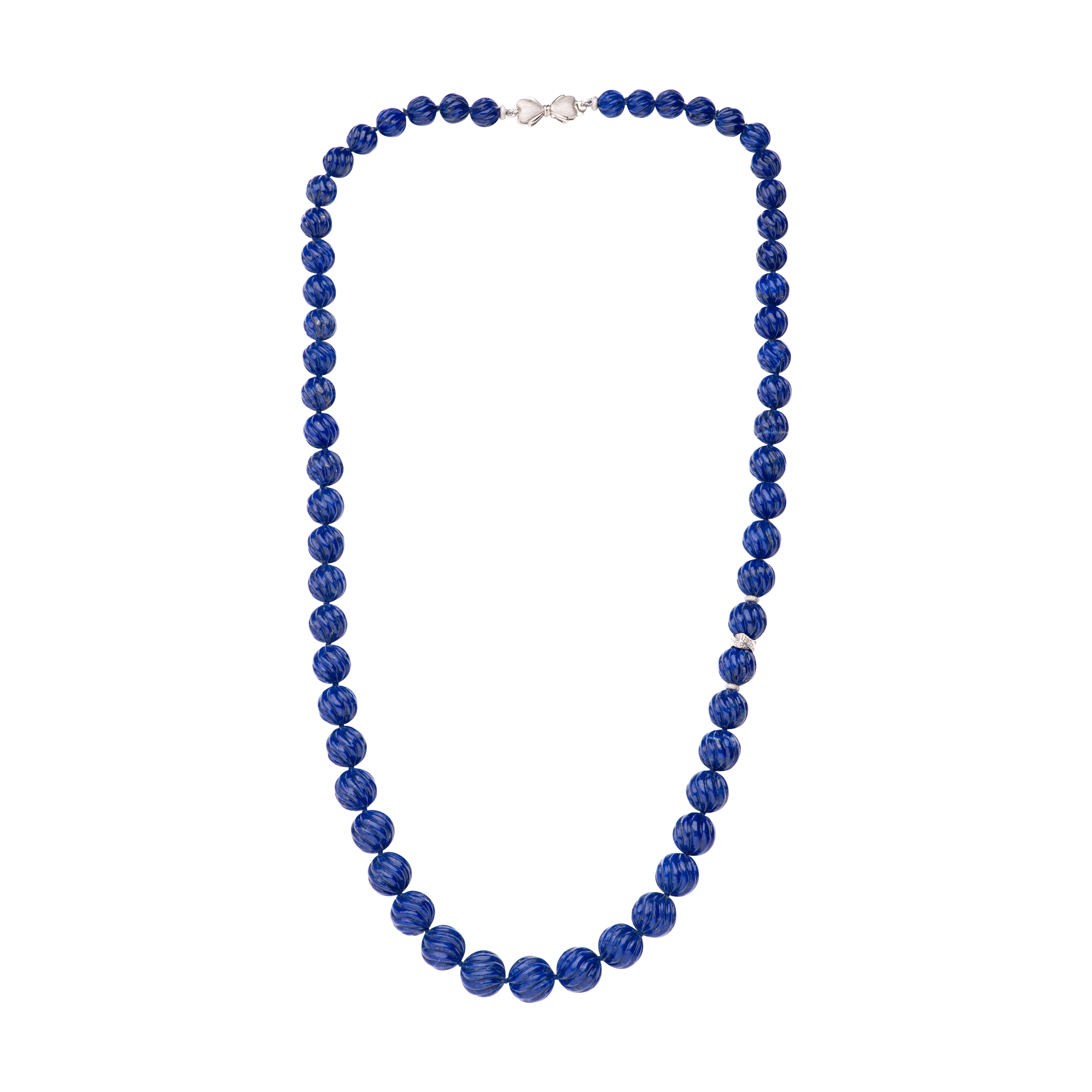 Nachlass Lapislazuli Weißgold Diamant-Halskette