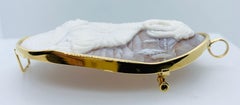Estate Large Carved Shell Cameo Pendant / Brooch Signed Ciro