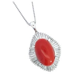 Collana Estate Large Coral Diamond Platinum 14210