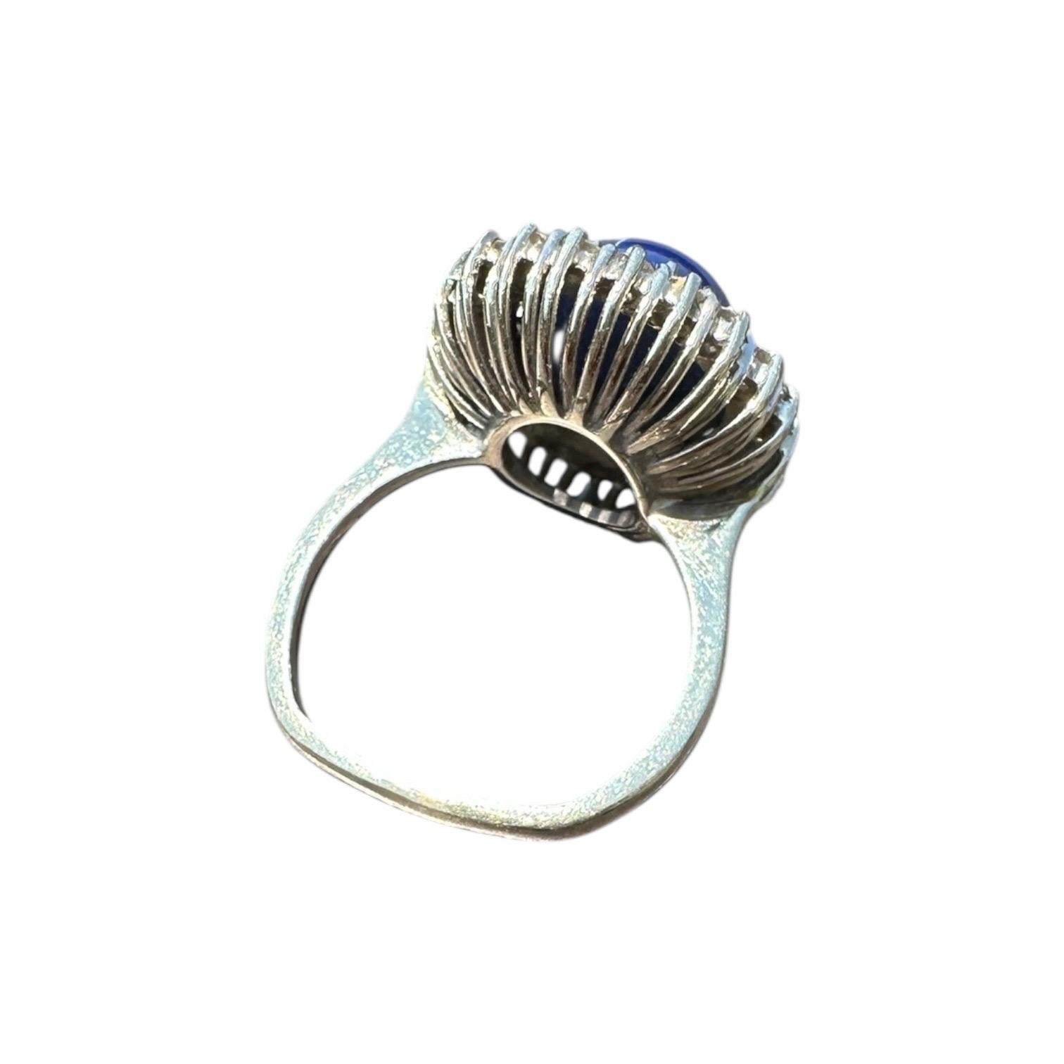 Femenino o masculino Anillo Estate Large Linde Blue Star Sapphire & .90ct Diamond Halo 18k Euro Shank en venta