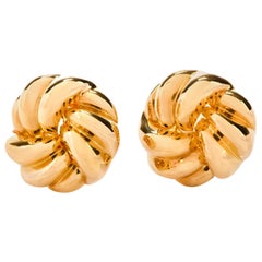 Estate Large Love Knot 18 Karat Gold Earrings
