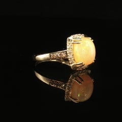 Estate Le Vian 14K Yellow Gold Opal White & Chocolate Diamond Ring Size 8.5 4.1g