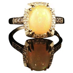 Estate Le Vian 14K Yellow Gold Opal White & Chocolate Diamond Ring Size 8.5 4.1g