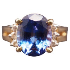 Estate LeVain 14K Yellow Gold Tanzanite and Diamond Ring - VHK#120c