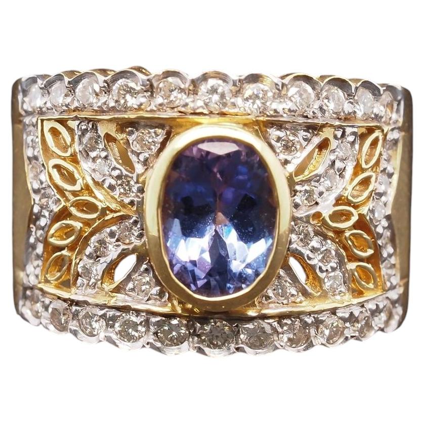 Anello LEVIAN in oro giallo 18 carati con tanzanite e diamanti - VHK#215B