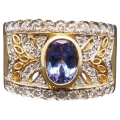 Estate LEVIAN 18K Yellow Gold Tanzanite and Diamond Ring -VHK#215B