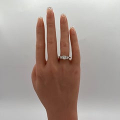 Estate Lugano GIA 1 Carat Cushion and Round Diamond Ring in 18K White Gold