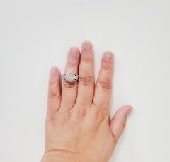 Estate Lugano Opal and White Diamond Ring in Platinum